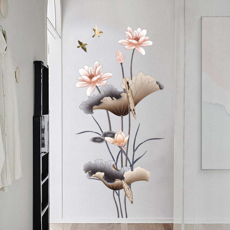 Chinese Lotus Flower Wall Sticker – Self-Adhesive Wallpaper