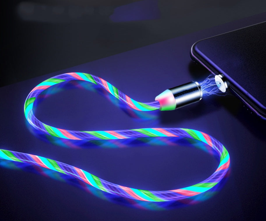 Magnetic Flowing Light Charging Cable – iPhone/Android/Type-C Compatible