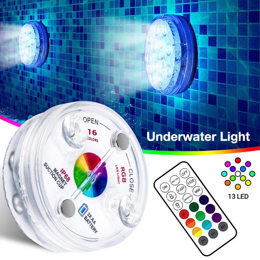 13-LED Submersible Waterproof Light with Remote – Pool, Fountain, Garden Use