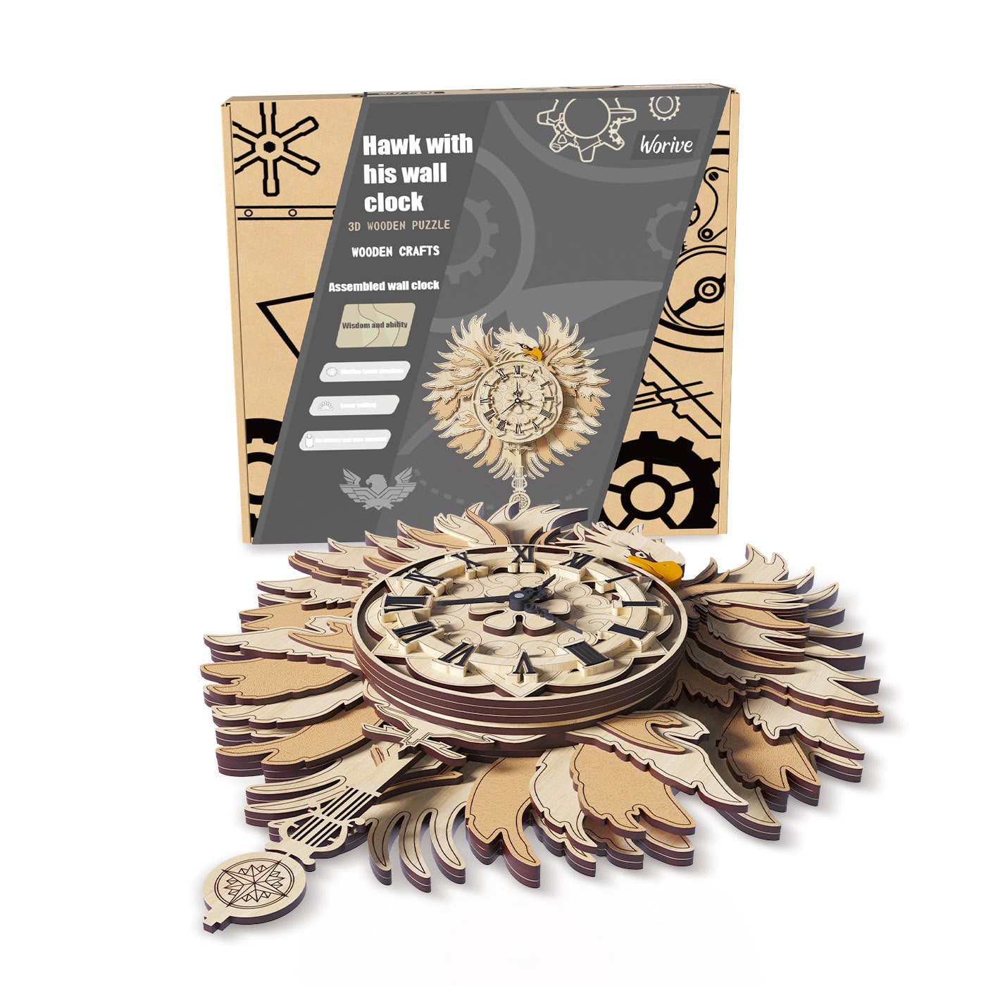 Home Fashion Minimalist Hawk With His Wall ClockToys Puzzle