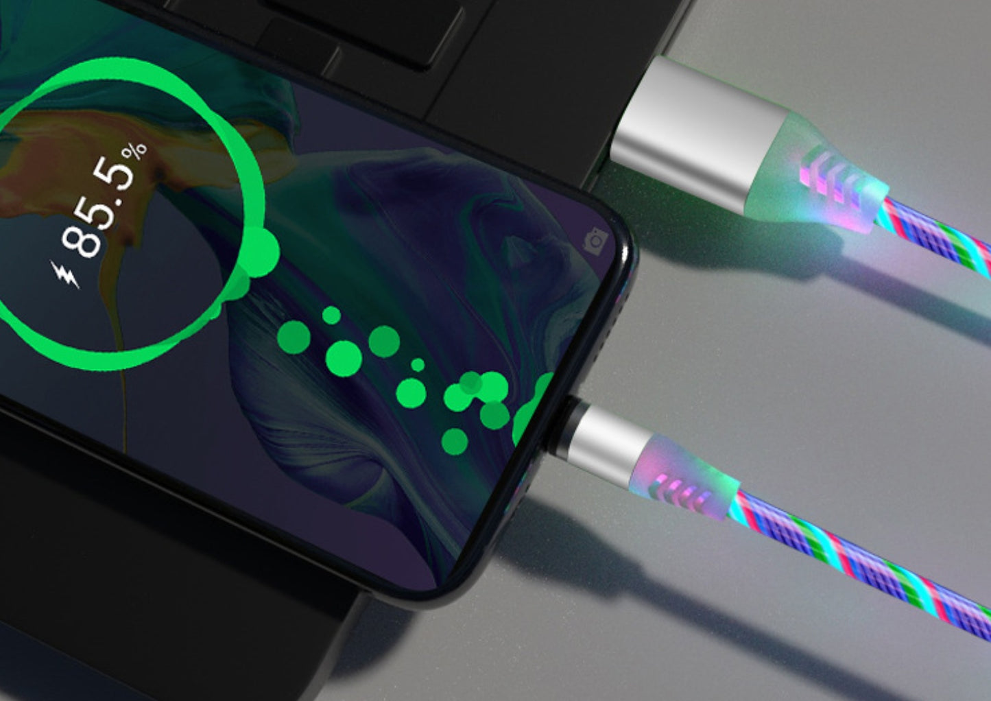 Magnetic Flowing Light Charging Cable – iPhone/Android/Type-C Compatible